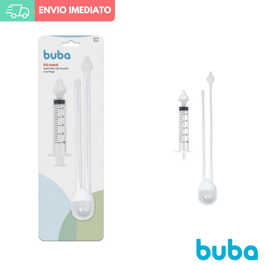 Kit Aspirador Nasal Bebê Seringa Lavador Nasal Buba Sucção