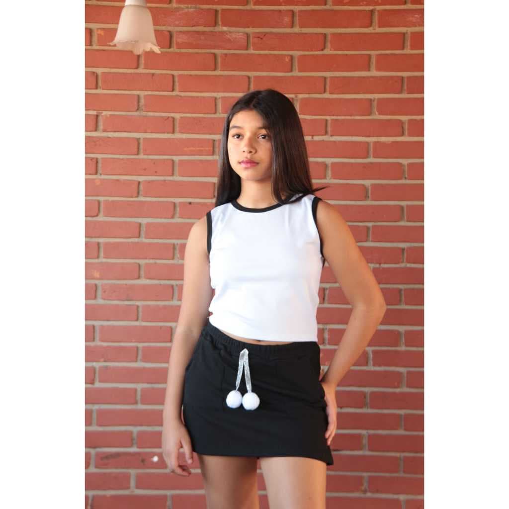 conjunto juvenil infantil menina feminino verao short saia e regata