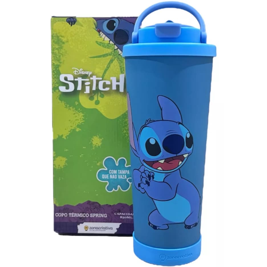 COPO TÉRMICO SPRING COM CANUDO STITCH DISNEY OFICIAL COM CASE