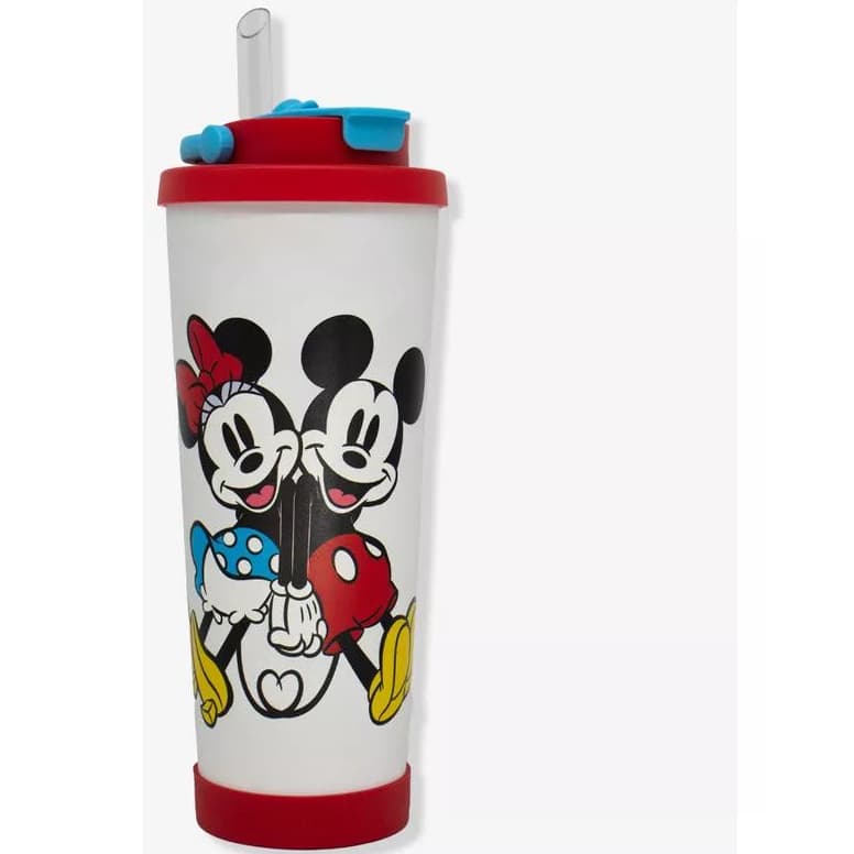 COPO TÉRMICO SPRING MICKEY MOUSE E MINNIE DISNEY 850ML OFICIAL COM CASE COM CANUDO