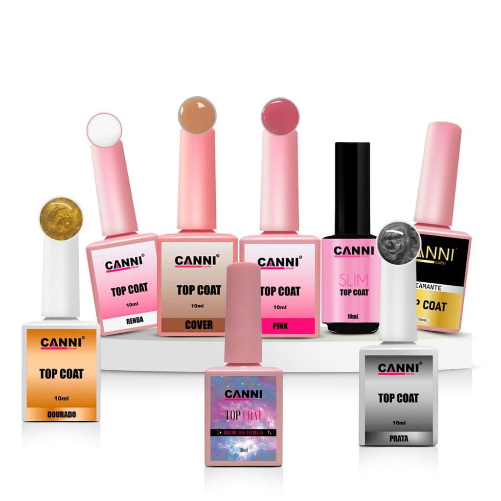 top coat renda,pink,cover diamante unhas finalizador cores canni color