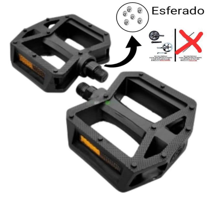 Pedal Nylon Plataforma Bike Rosca Grossa 9/16
