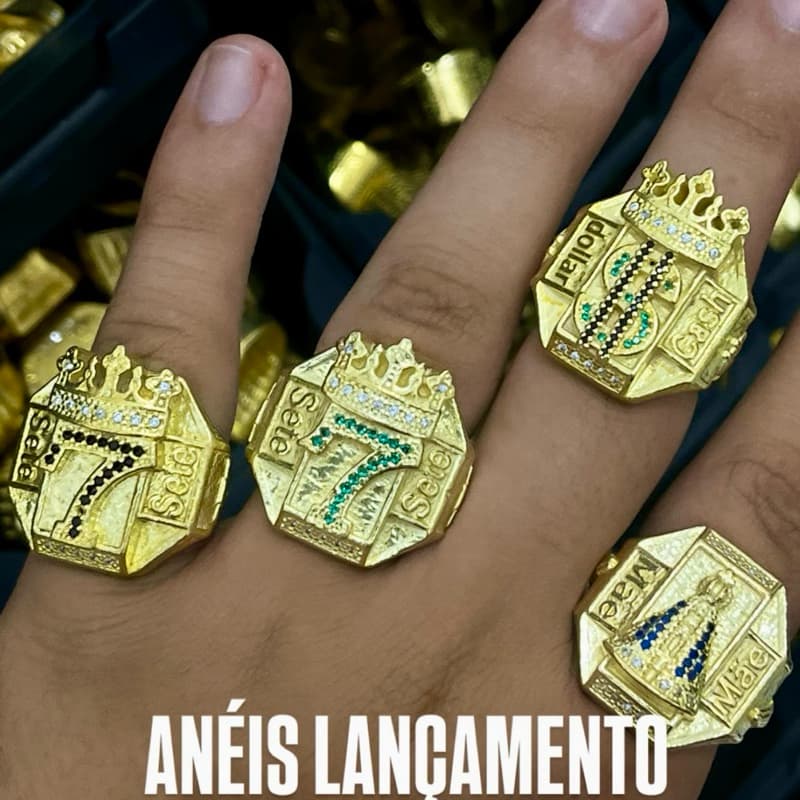 DEDEIRA ANEL TREVO SORTE 777 RELIGIOSO LEÃO NOSSA SENHORA JESUS INDIO ANJO MOEDA ANTIGA AJUSTÁVEL