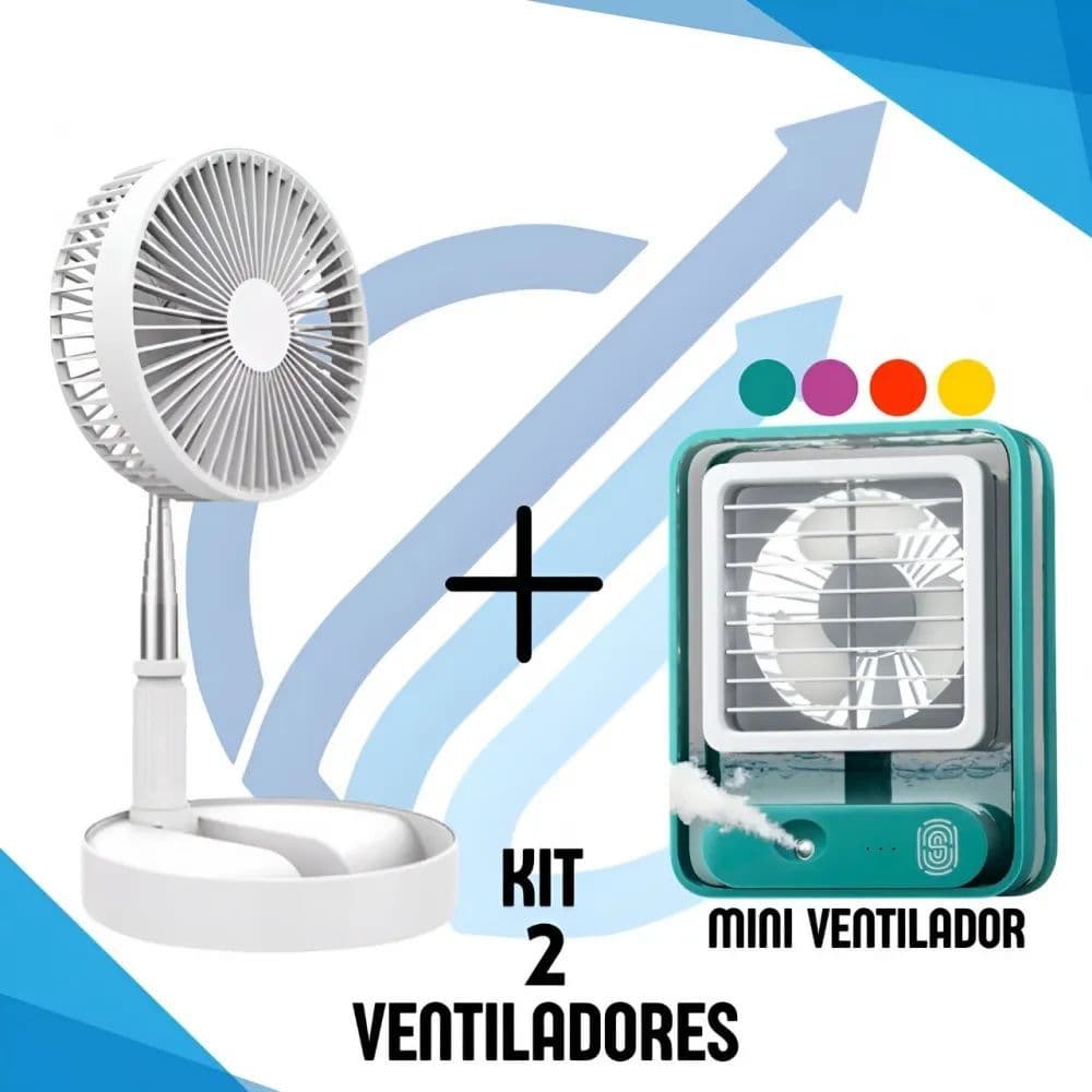 kit ventilador Mini Ventilador Portátil Silencioso Dobrável ++ Mini ventilador e umidificador