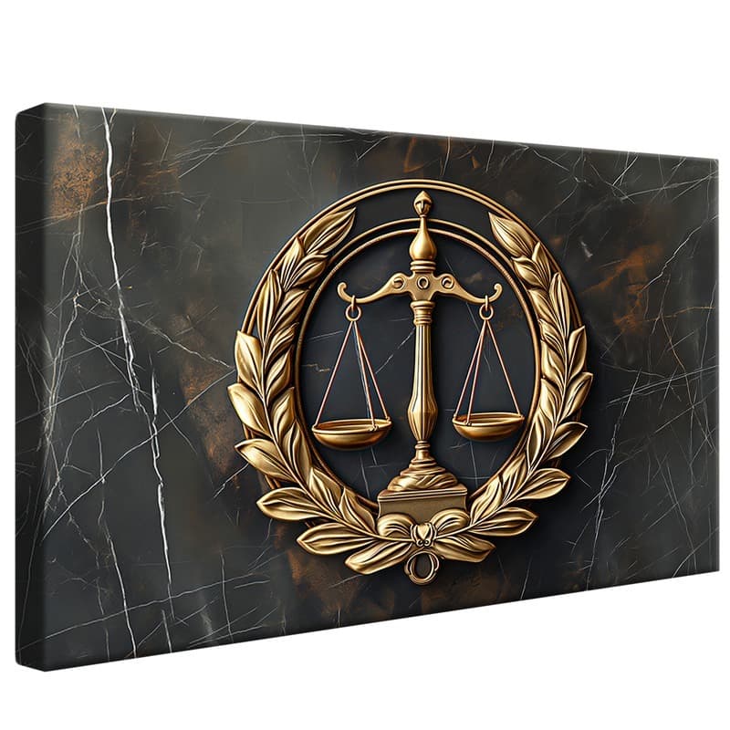 Quadro Decorativo Balança da Justiça Dourada