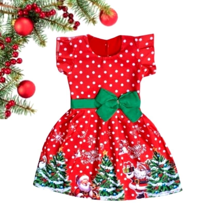 Vestido Mamãe Noel Natal Infantil 1 a 3 anos