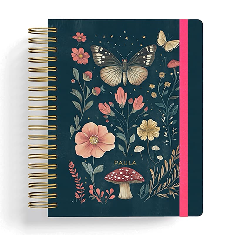 CADERNO SMART PERSONALIZADO COM NOME NA CAPA EM HOTSTAMP | FLORESTA MÁGICA | TAMANHO COLEGIAL | FOLHAS REPOSICIONÁVEIS