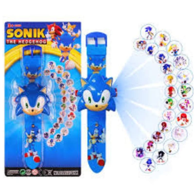 Relógio digital com projetor de 24 imagens do seu desenho preferido SONIC, formato do SONIC!