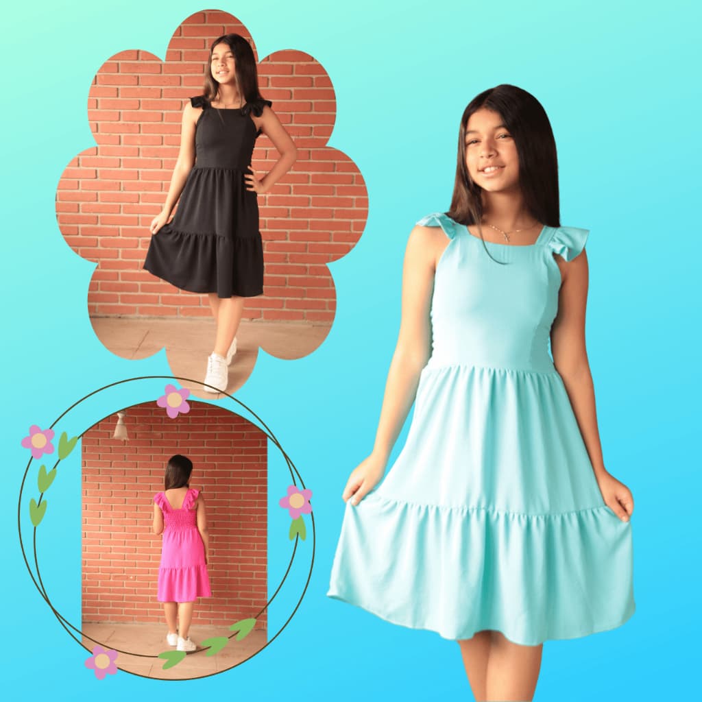 Vestido Menina Juvenil Tendência do Momento Tecido Duna Premium 10 á 16 anos