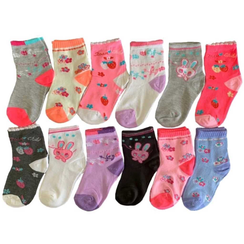 Kit de Meias Feminina Infantil Com Estampas Para Menina