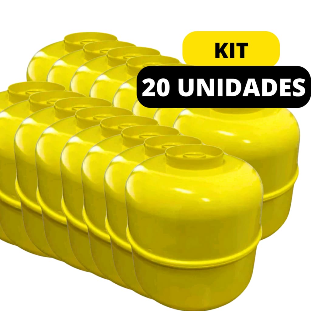 Kit 20 Cofres Cofrinho De Moedas Grande 17cm Amarelo Botijão De Plástico Reforçado