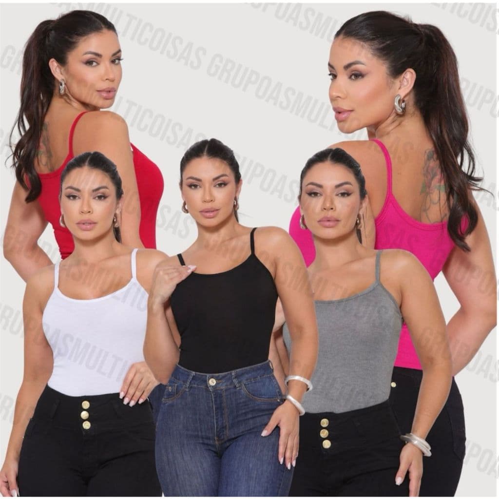 Blusinha feminina de alcinha  tecido confortável direto da fabrica kit com 5 Viscolaycra P ao GG