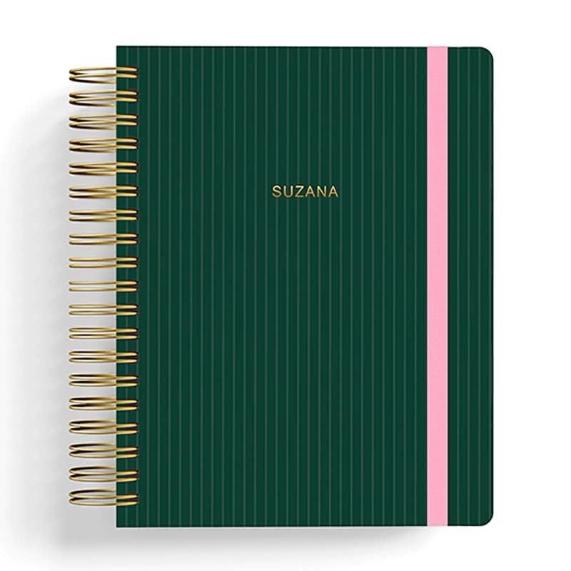CADERNO SMART PERSONALIZADO COM NOME NA CAPA EM HOTSTAMP | GIZ DARK GREEN | TAMANHO COLEGIAL | FOLHAS REPOSICIONÁVEIS