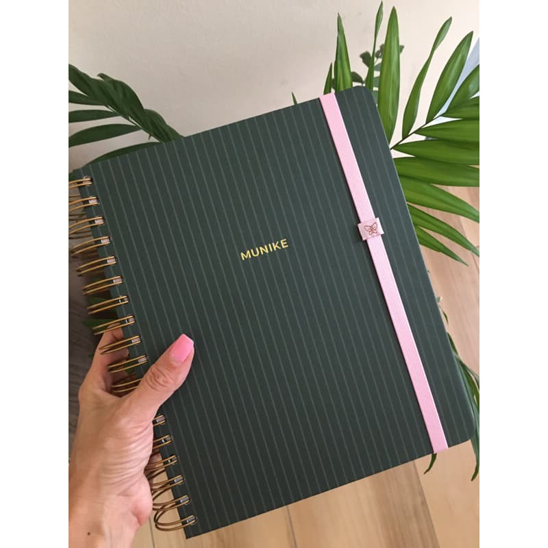 CADERNO SMART PERSONALIZADO COM SEU NOME NA CAPA EM HOTSTAMP | GIZ DARK GREEN | TAMANHO A5 | FOLHAS REPOSICIONÁVEIS
