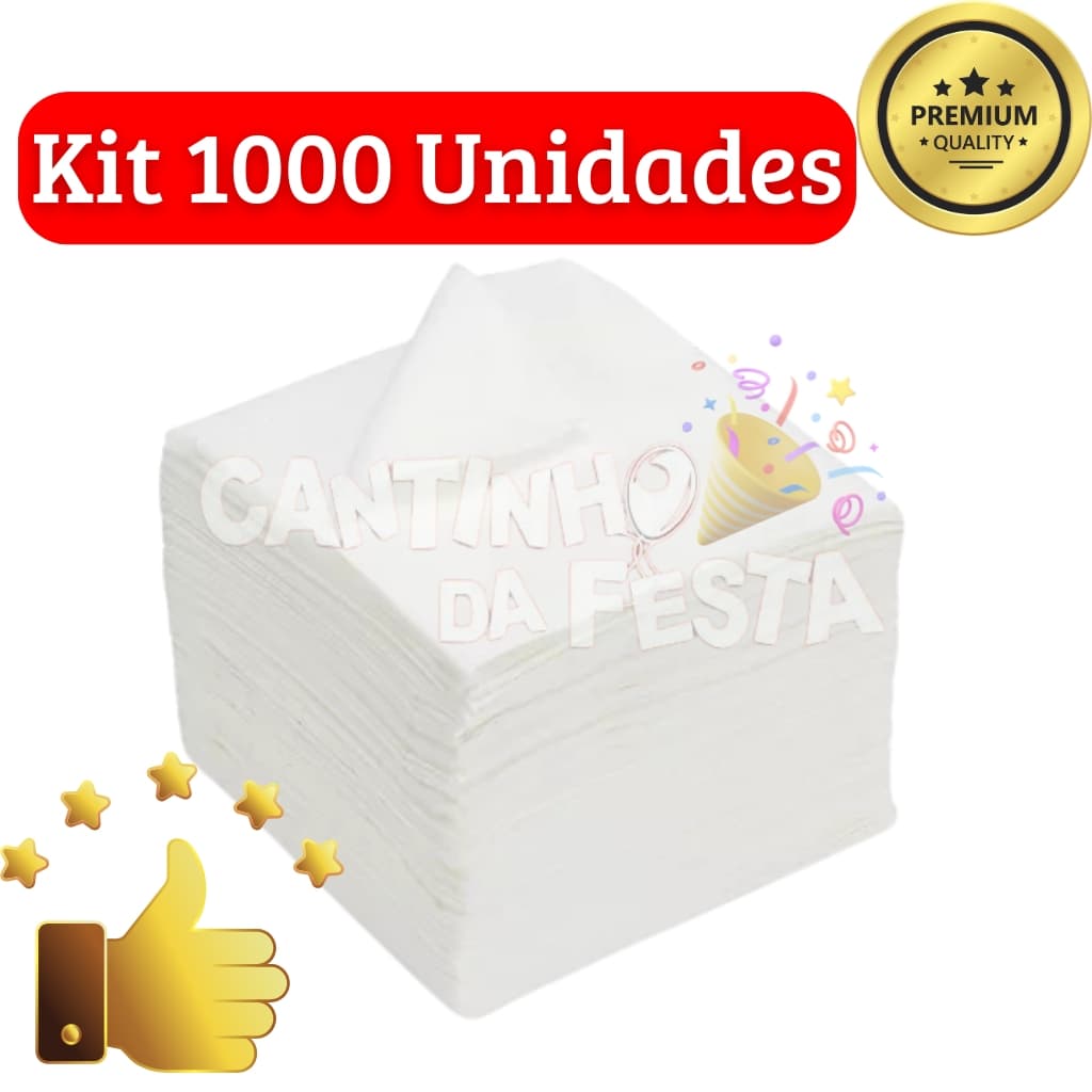 Kit 1000 Guardanapos Descartáveis 20x23cm Luc - Branco, Ideal para Festas e Eventos