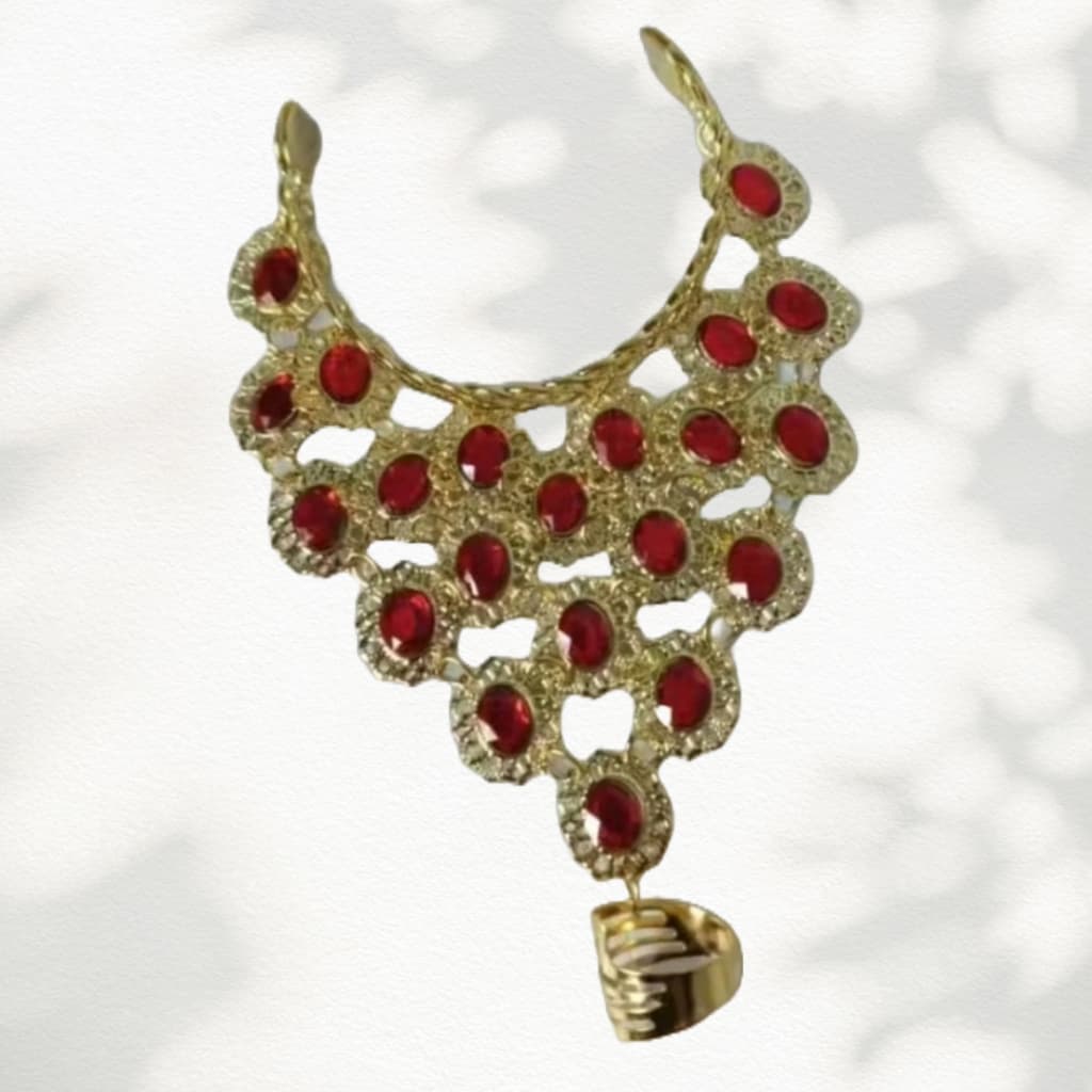 PULSEIRA DOURADA COM ANEL – PEDRAS VERMELHAS – DANÇA DO VENTRE – CIGANA / POMBOGIRA - PAR