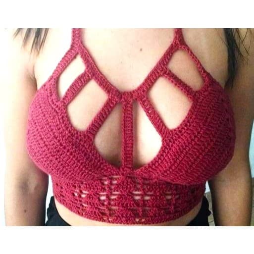 Cropped Top Biquini de Crochê Várias Cores Crochet Moda Praia Feminina Tricot Verão Croped Promoção