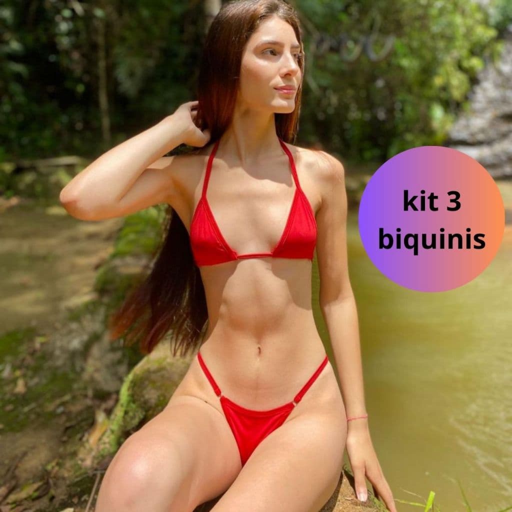 3 biquínis de fita para marquinha cortininha fio dental com forro kit biquíni envio rápido