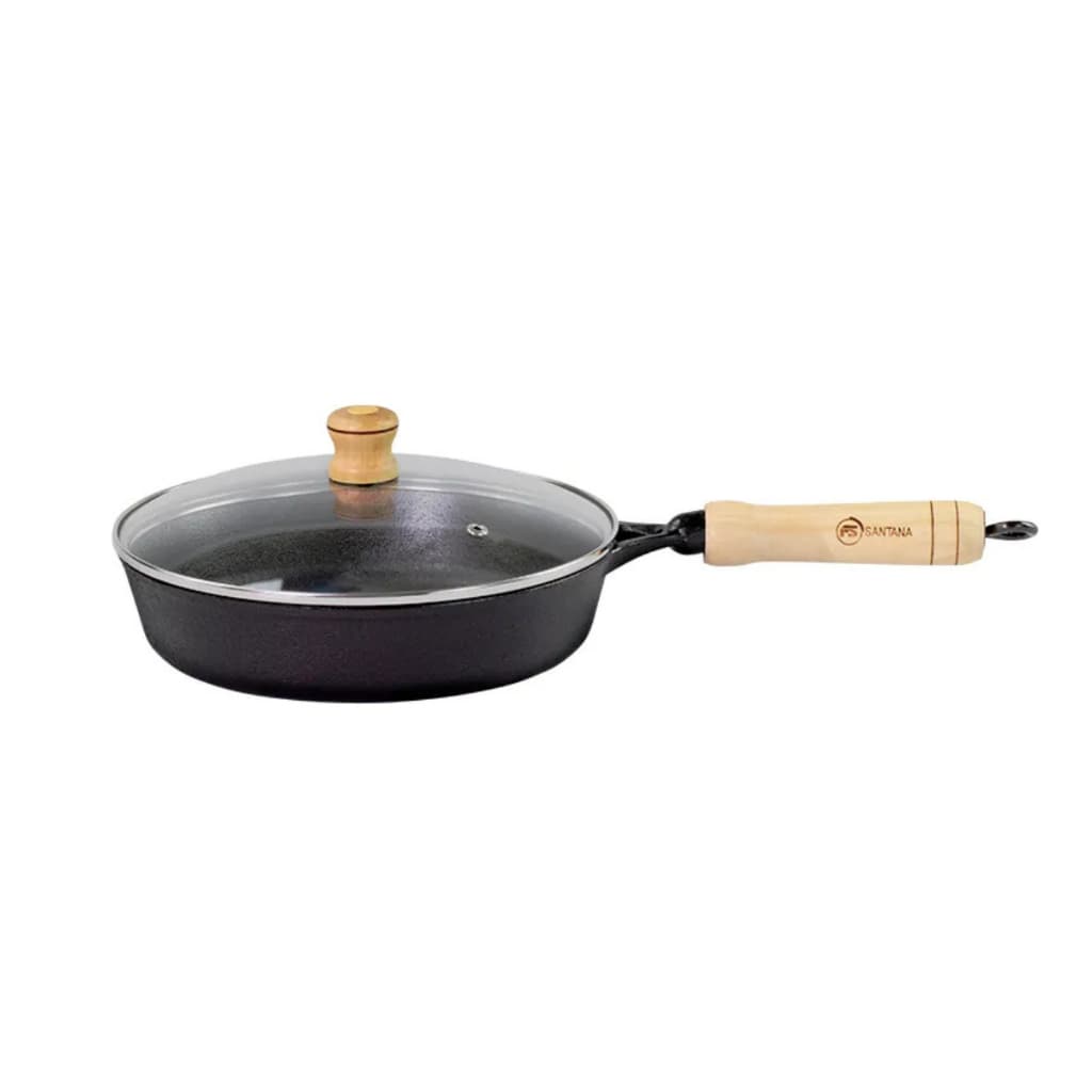 Frigideira C/ Tampa De Vidro 22cm Santana Ferro Fundido 1,5L