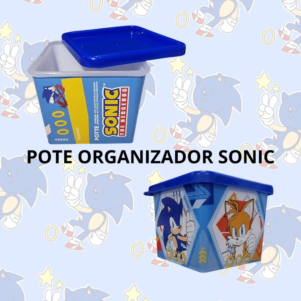 Pote Organizador 430ml Sonic Kids Infantil Escola Lancheira