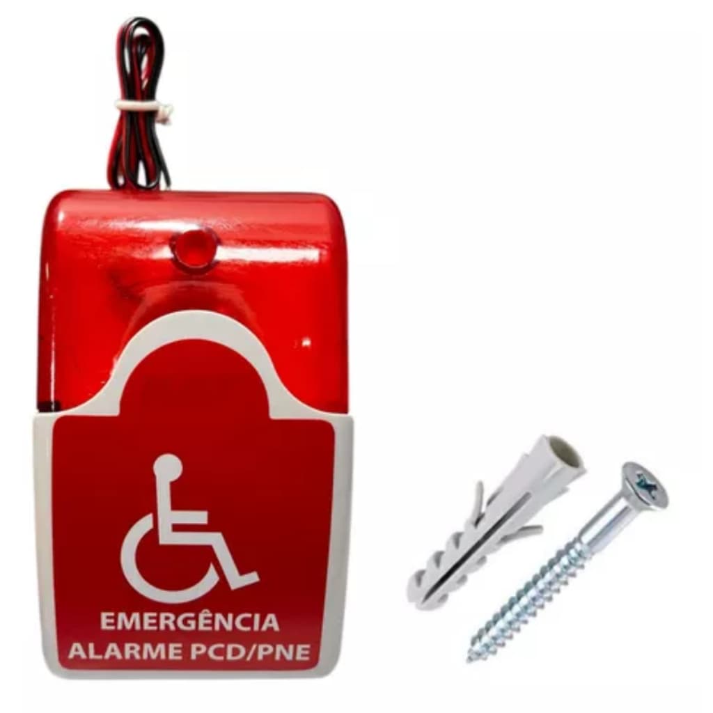 Alarme Audio Visual Banheiro Pcd Pne Emergência Sos 12v