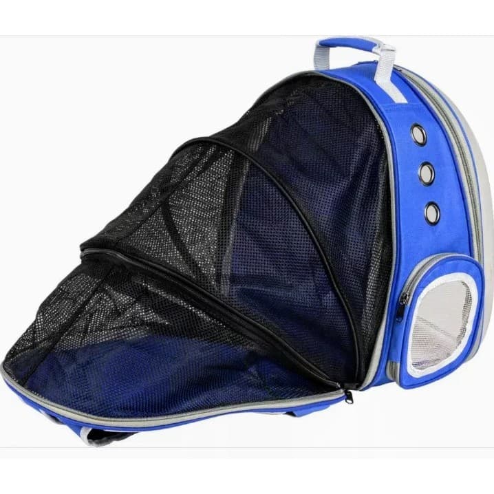 Mochila Bolsa Transporte Cabana Expansível Para Pets Azul Kala
