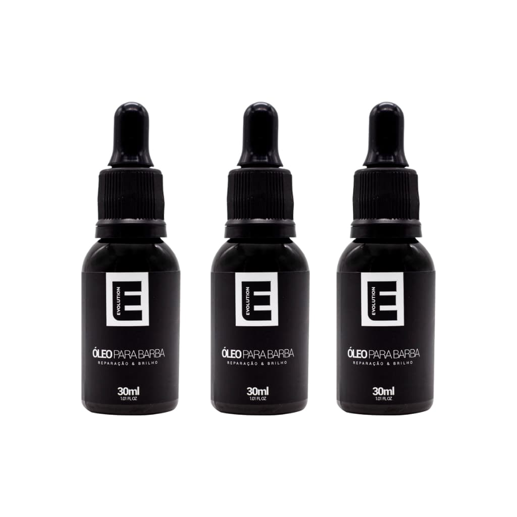 3 Uni Óleo para Barba Evolution Barber - Barba Macia Hidratada e Saudável