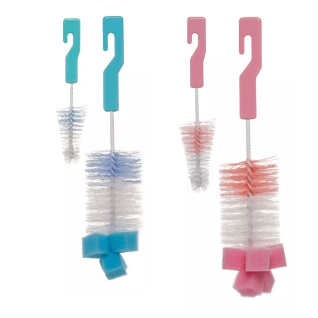 Escova Mamadeira Com 2 Escovas C/Esponja Bebe Infantil Buba Limpeza