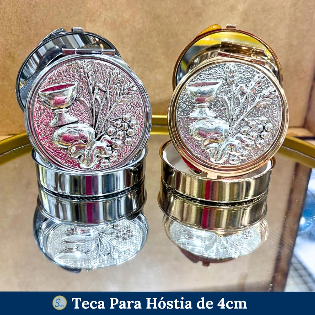 Teca Para Hóstia de 4cm Pão e Vinho