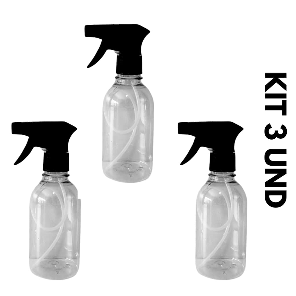 Frasco Pet 250ml Borrifador Multiuso com Valvula Gatilho Spray 3 UND