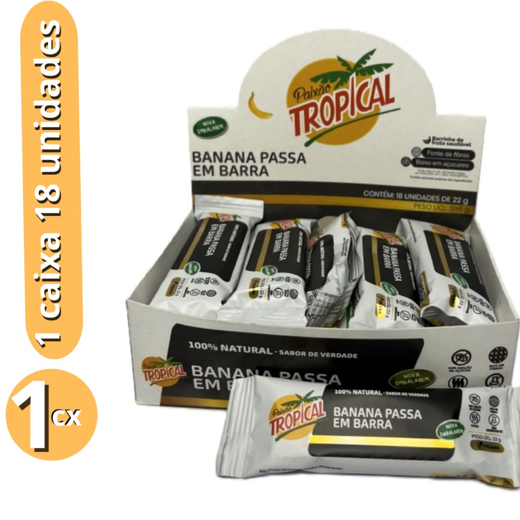Barra de Banana com Passas Saudável Saborosa 100% Natural Energia Treino Esporte