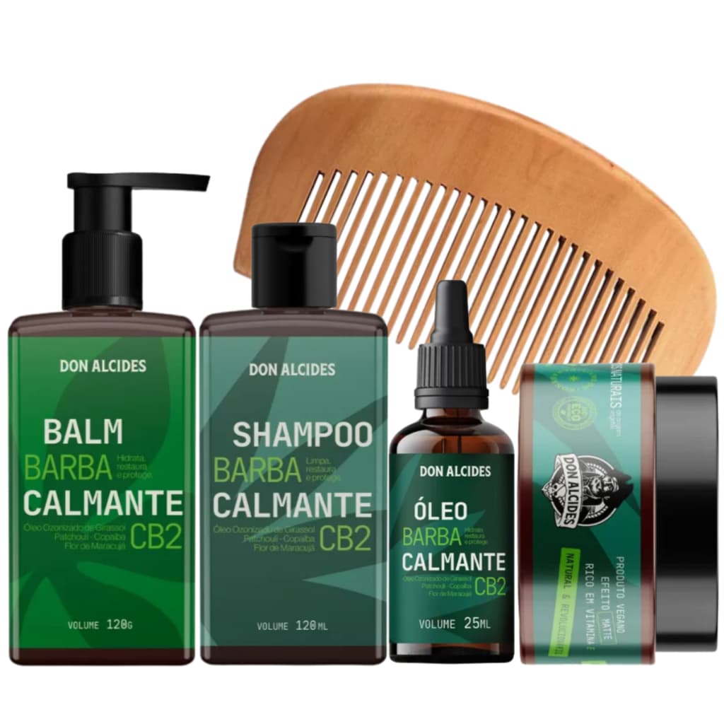 Kit Shampoo, Balm,óleo,pomada Matte Don Alcides Cb2 + Pente