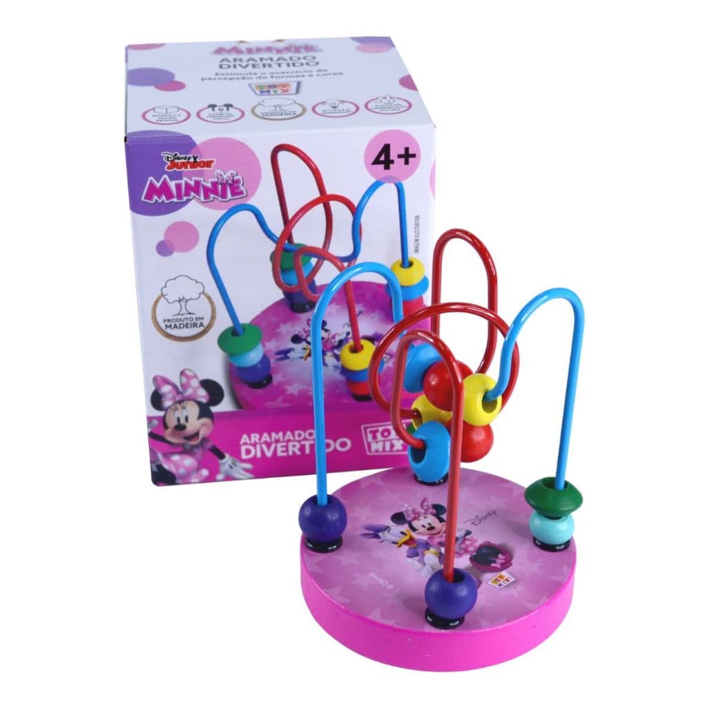 Aramado Divertido Sobe e Desce Disney Mickey e Minnie Brinquedo Educativo Pedagógico Sensorial
