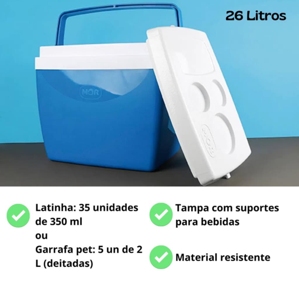 CAIXA TERMICA COOLER MOR 26LTS AZUL