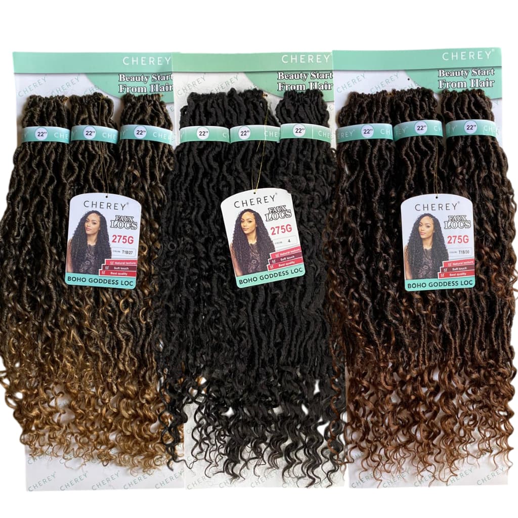 Cabelo Cherey Boho goddess loc e goddess curl  275g e 260g Dreads com Cachos