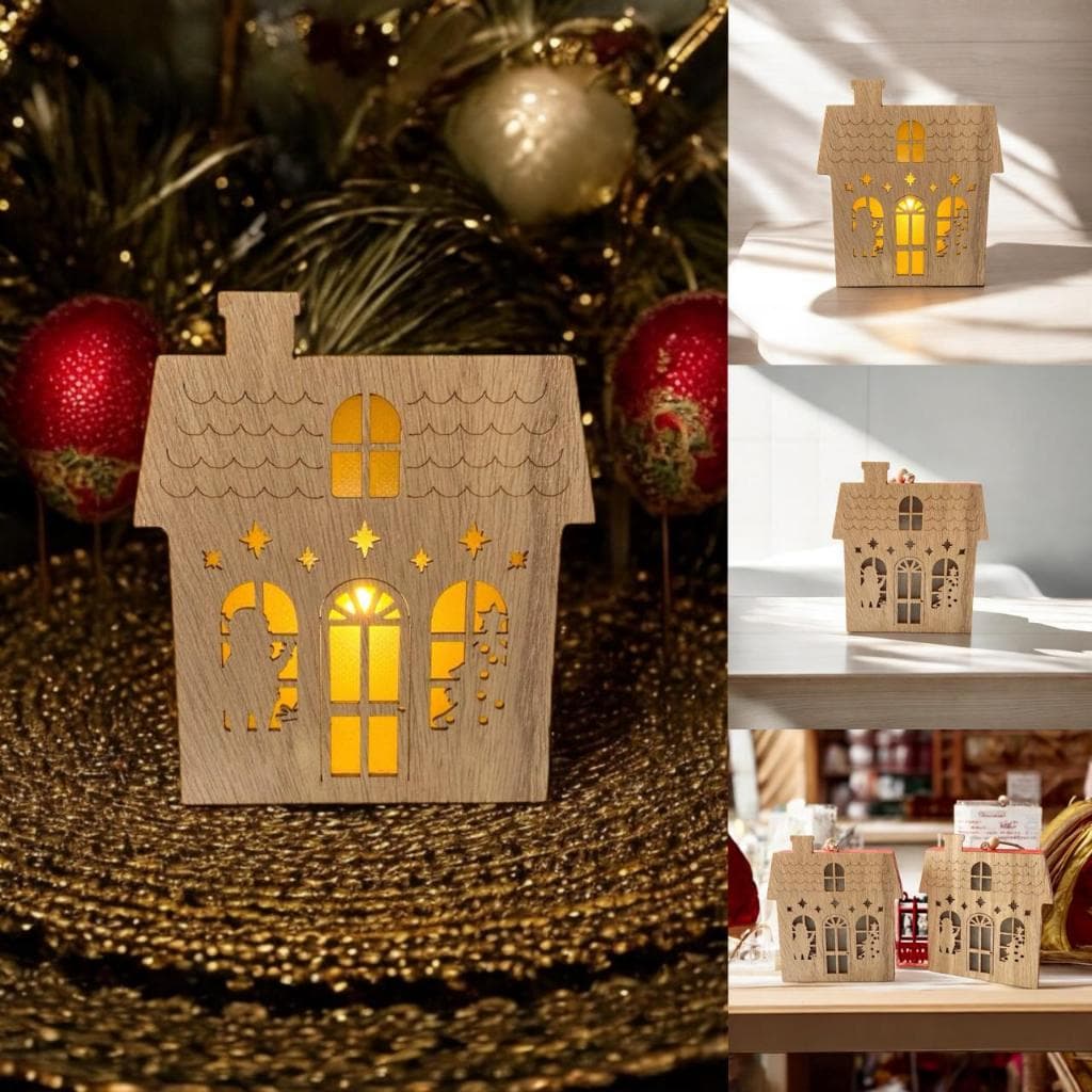 Casinha Decorativo em Madeira com LED Toyko Design Natal