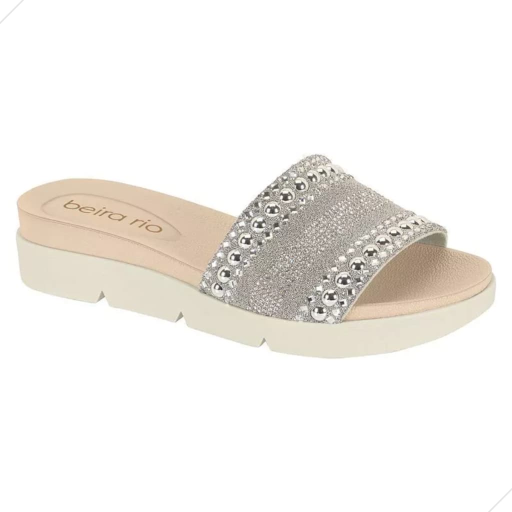 Sandalia Feminina Papete Brilho Casual Conforto Beira Rio