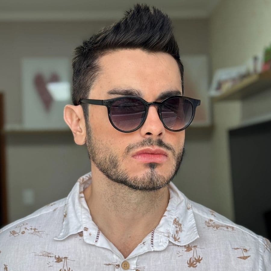 Óculos Masculino de Sol Preto Redondo Acetato Grande Proteção UV 400 Marca Seven Original