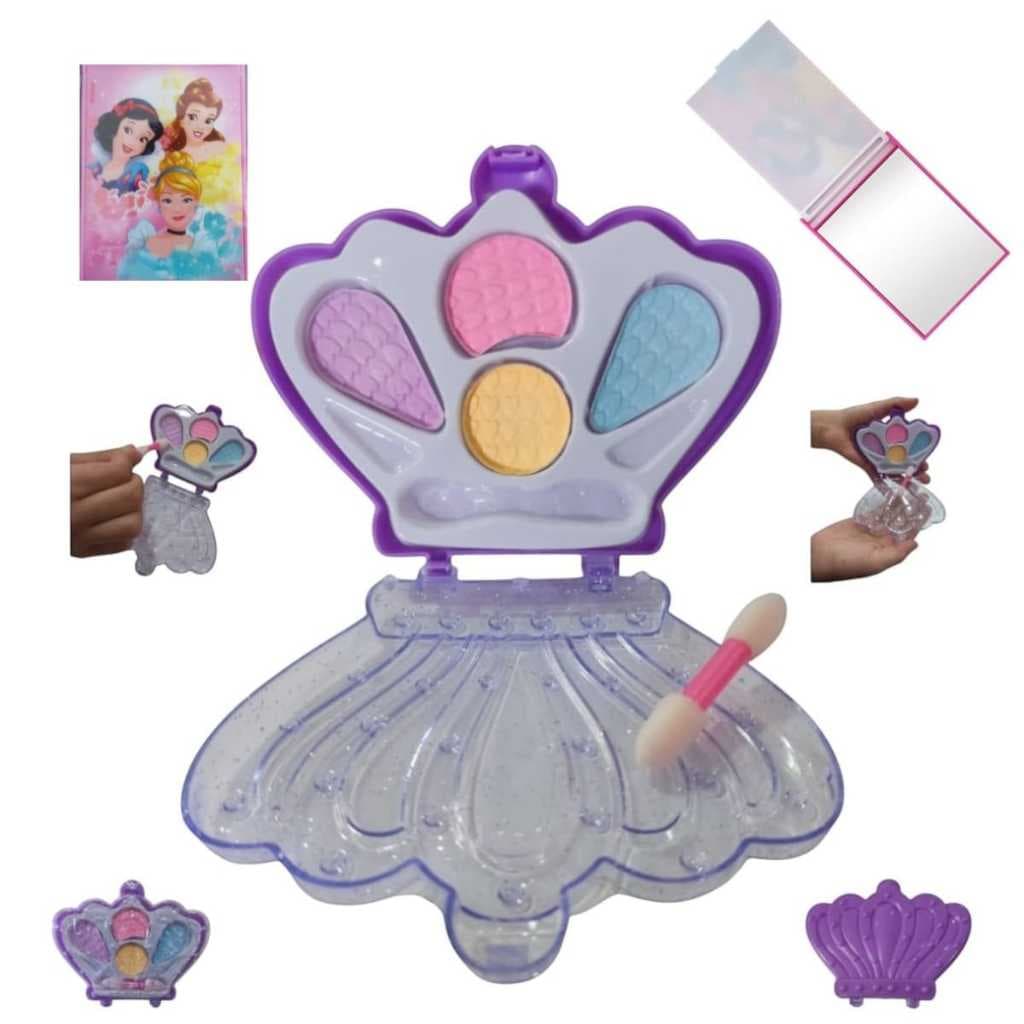 Maquiagem Infantil Paleta Sombra Princesa 4 Cores + Espelho de Bolso