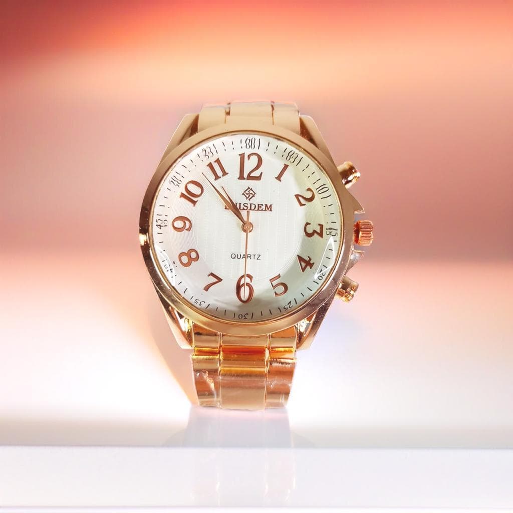 Relógio de Pulso Feminino Cor Dourado Ouro Estilo Clássico Casual