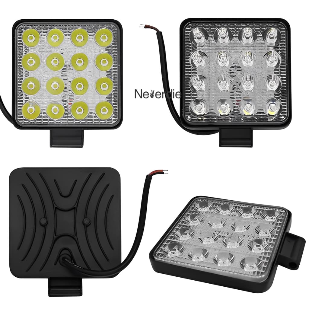 Farol Milha 16 Leds 48w 12v/24v Quadrado Off Road 6000-6500k