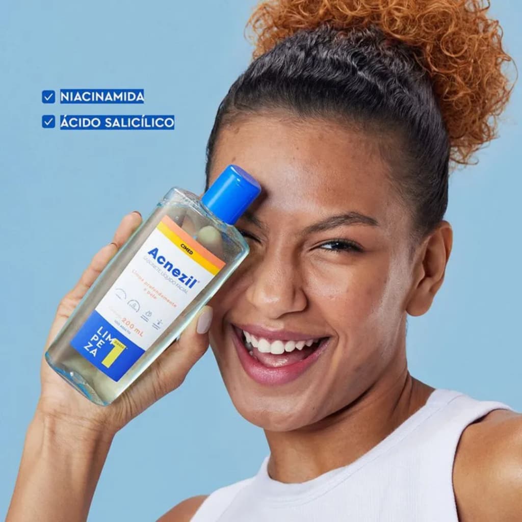 Sabonete Líquido Facial Acnezil Limpeza Profunda, Acne e Oleosidade 200ml CIMED
