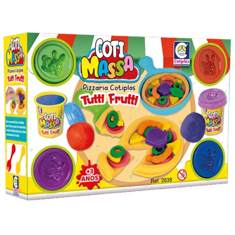 Kit Massinha de Modelar Pizzaria Cheiro Tutti Frutti Pizza de Brinquedo - Cotiplas Brinquedos