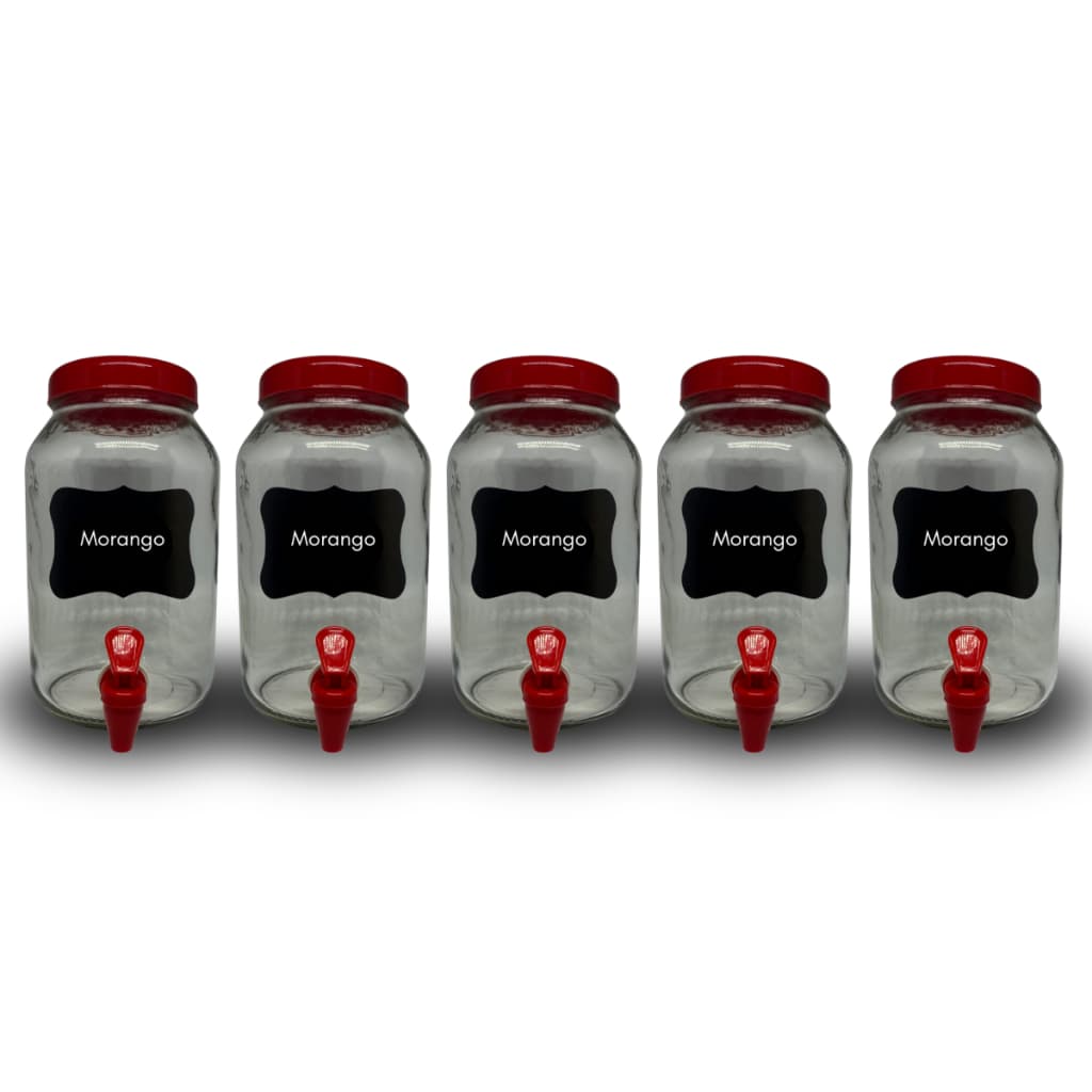 KIT 5 SUQUEIRAS DE VIDRO 3 LITROS COM LOUSA E GIZ