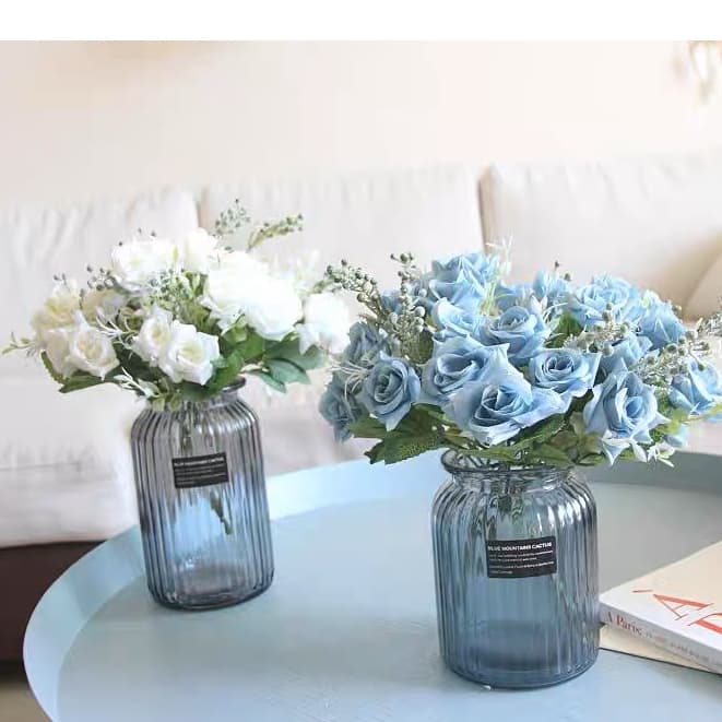 Flores Artificiais buque de rosa 30cm decoracao de casa arranjo de flores de mesa de quarto de sala de estar