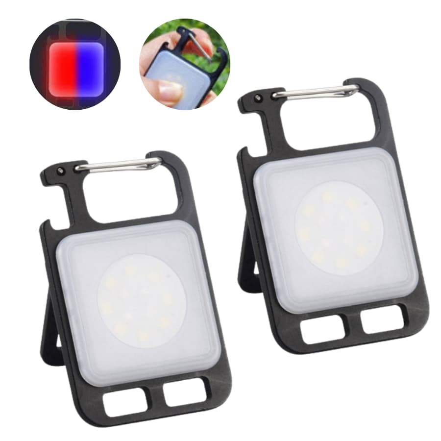 2 Mini Refletores Chaveiro Lanterna LED Forte Led 6w 5 Em 1 Com Luz Police