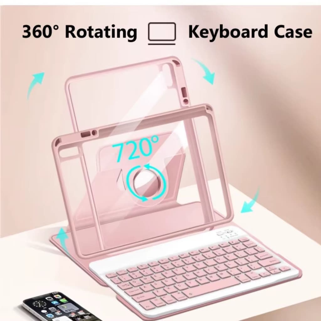 360 ° Capa De Proteção Para Teclado De Rotação iPad 7/8/9th Gen 10.2 Polegadas