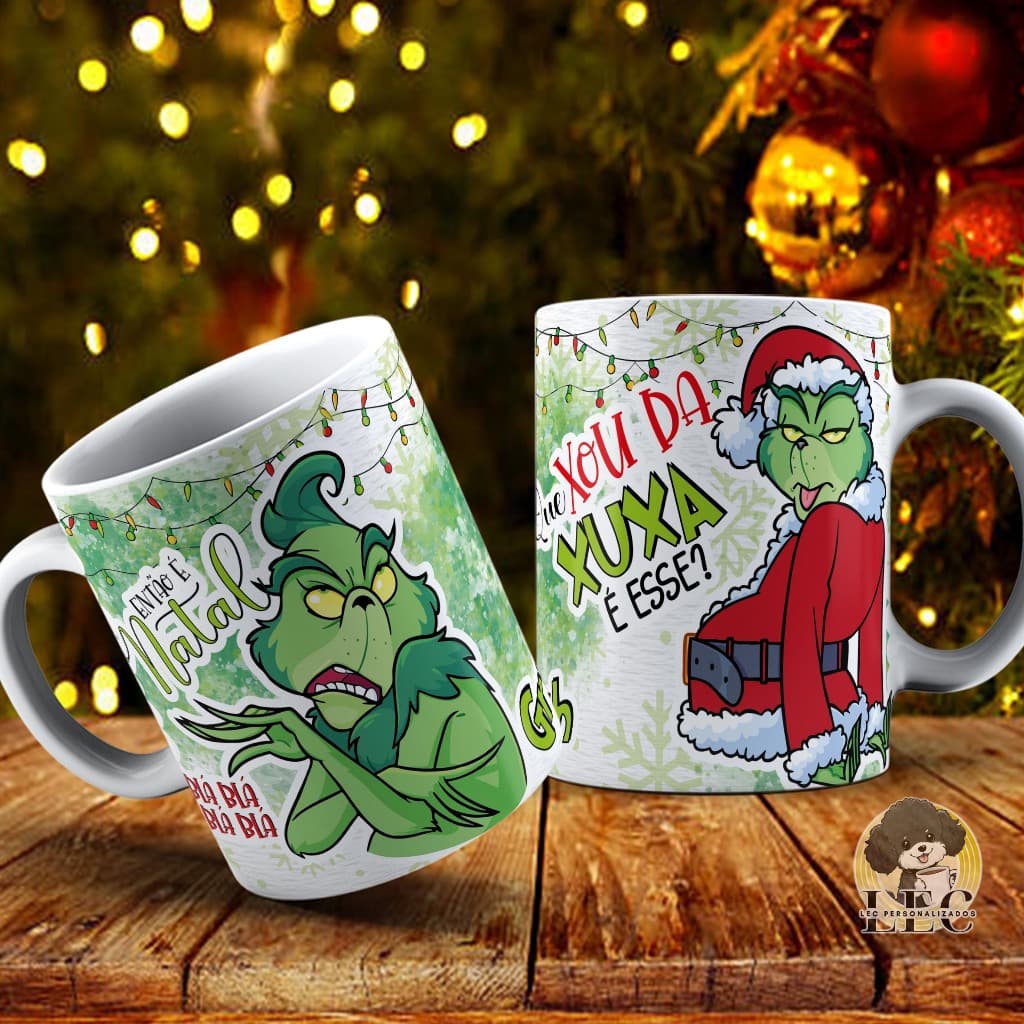 Caneca Personalizada Natal Grinch - Então é Natal? Blá, Blá, Blá! Que Xou da Xuxa é Esse