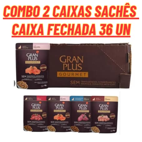 2 caixas de sachê ração úmida para GATOS granplus Gourmet caixas frechada com 18 unidades total 36 unidades
