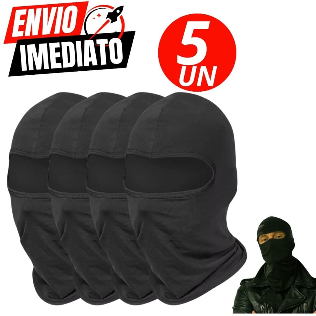 Kit Touca Ninja Térmica Balaclava Protetora UV Motoboy Proteção Solar 50+ Toca Preta